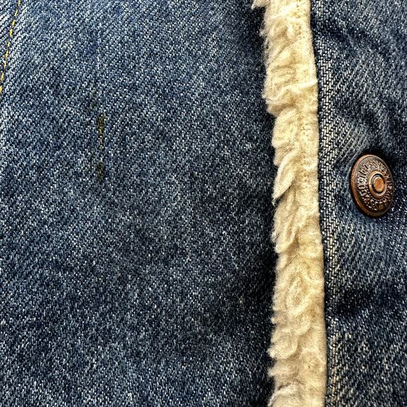 Vintage Levi's Sherpa Type III Trucker Vest 80s Jacket Denim Jean Blue L - Picture 7 of 8